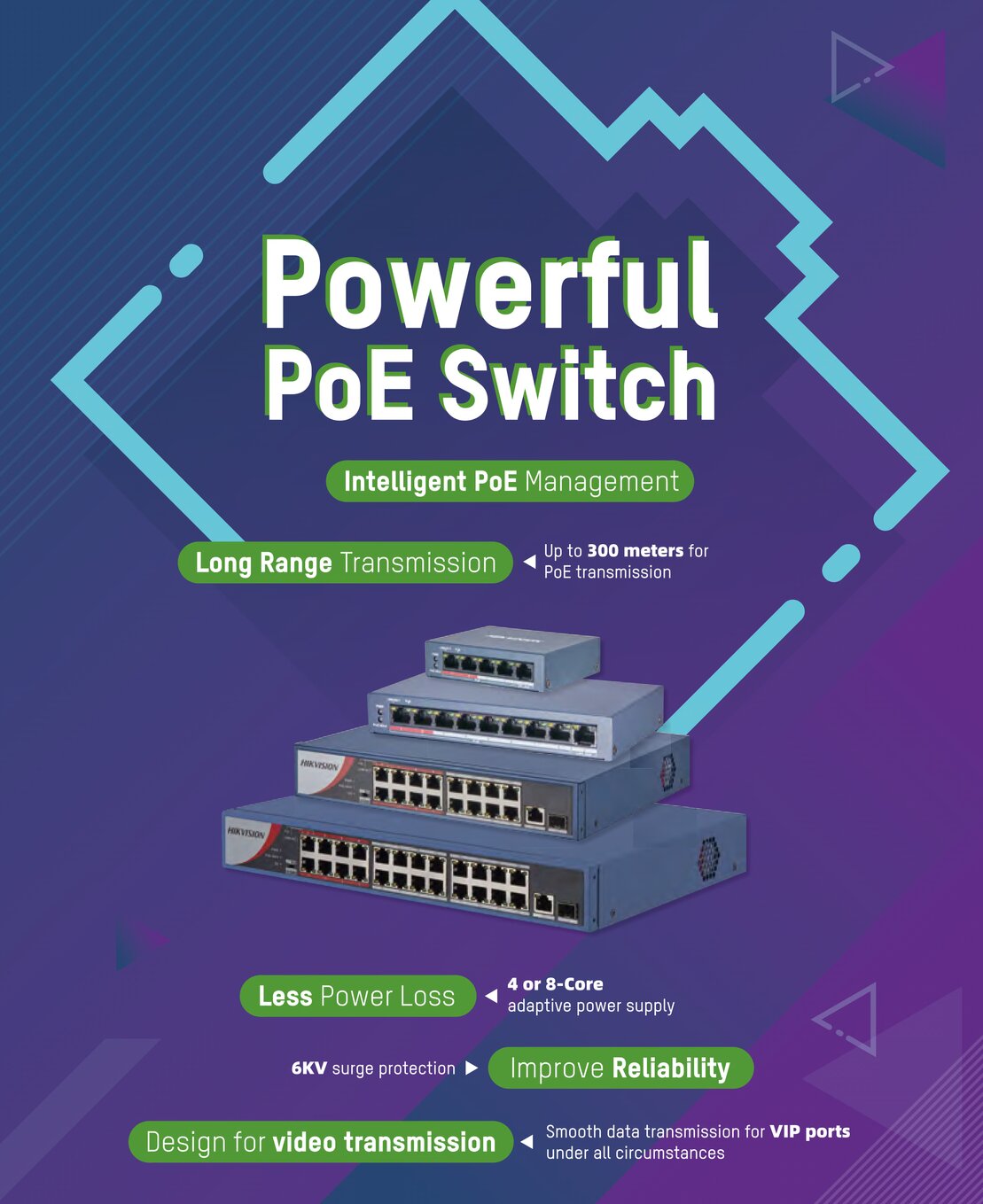 Network rack with cabling and WiFi access point