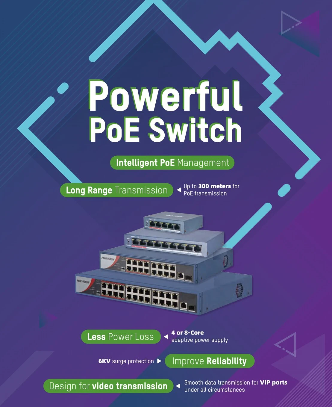 Network rack with cabling and WiFi access point