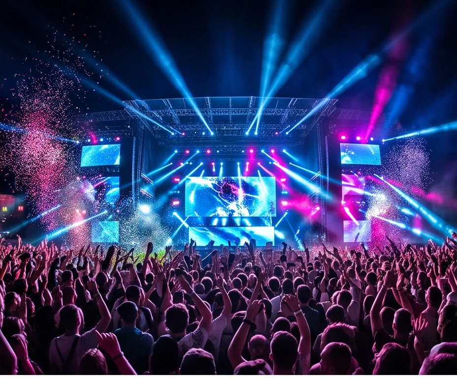 Live music venue with LED wall and lighting