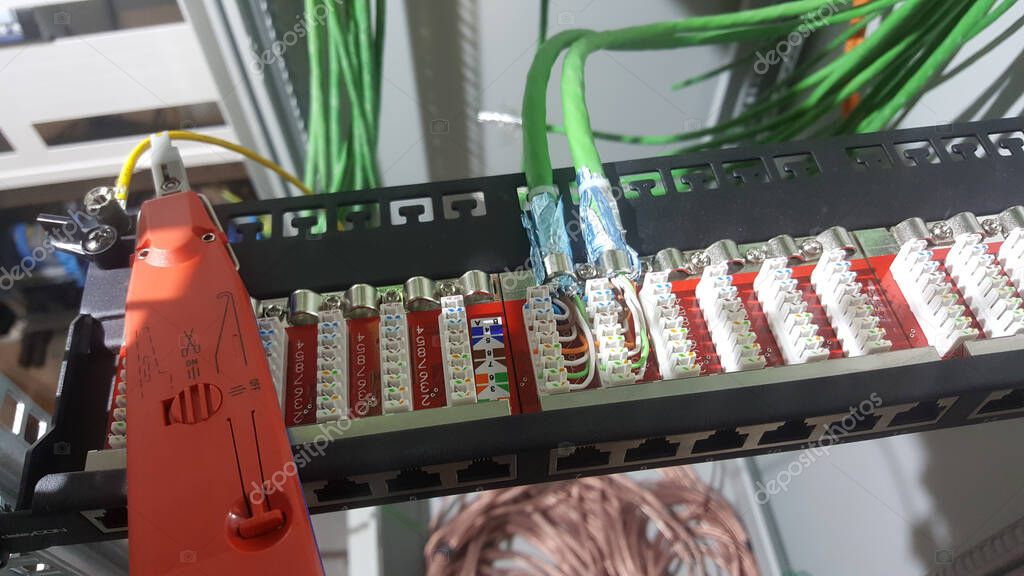 Network rack with structured cabling neatly organised